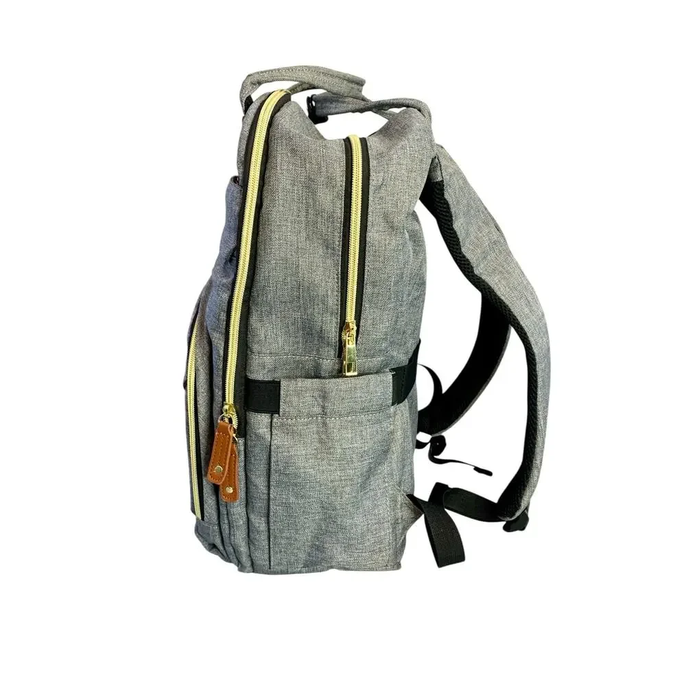 NWOT LoveVook Laptop Backpack Travel Carry On Back to School Gray w Gold Zippers